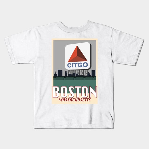 Boston Travel Poster 2 Kids T-Shirt by Rosemogo